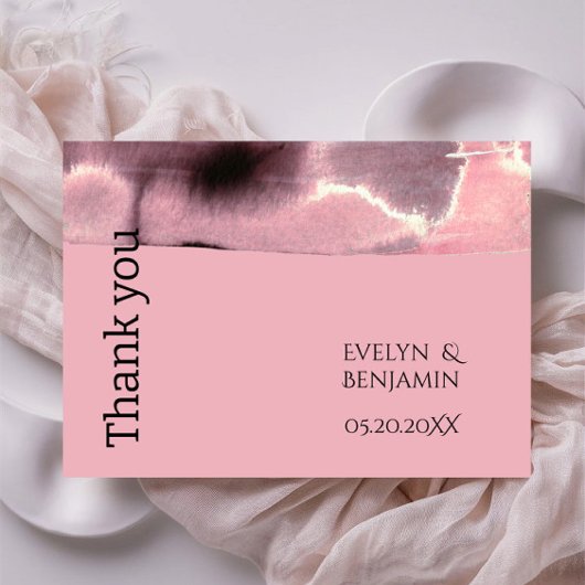 Modern stoffig Roos en zwart Bedankkaart