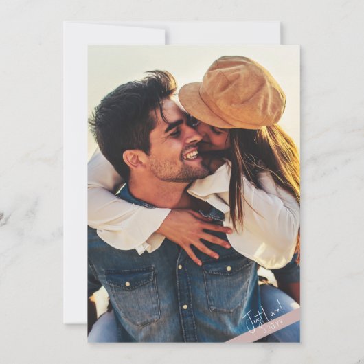 💍💖Modern stoffig Roos "Just Love" Casual bruilof Kaart (Achterkant)