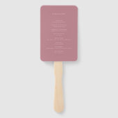 Modern stoffig Roos minimalistisch huwelijksprogra Handwaaier (Achterkant)