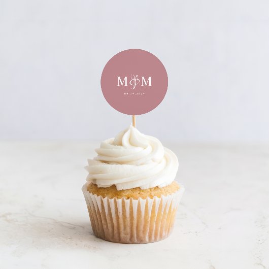 Modern stoffig Roos monogram bruiloft envelop zege Ronde Sticker