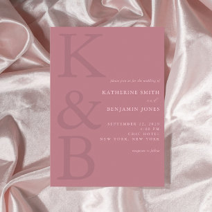 Modern stoffig Roos monogram minimalistische bruil Kaart