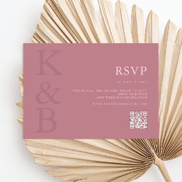 Modern stoffig Roos monogram minimalistische bruil RSVP Kaartje