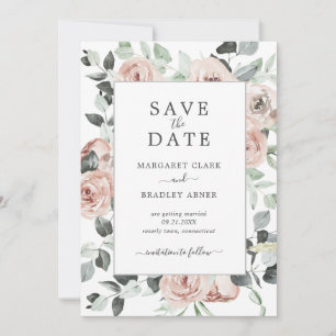 Modern Stoffig Roos Roze Bloemen Elegante Bruiloft Save The Date