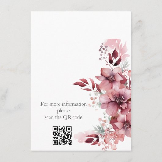Modern stoffig Roos roze bruiloft Informatiekaartje (Achterkant)
