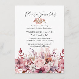 Modern stoffig Roos roze bruiloft Informatiekaartje