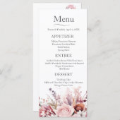 Modern stoffig Roos roze bruiloft Menu (Voorkant / Achterkant)