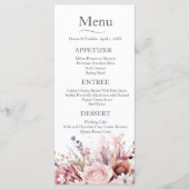 Modern stoffig Roos roze bruiloft Menu (Voorkant)