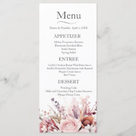 Modern stoffig Roos roze bruiloft Menu