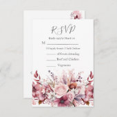 Modern stoffig Roos roze bruiloft RSVP Kaartje (Voorkant / Achterkant)
