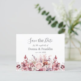 Modern stoffig Roos Roze bruiloft Save the Date Briefkaart