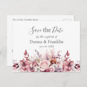 Modern stoffig Roos Roze bruiloft Save the Date Briefkaart (Voorkant / Achterkant)