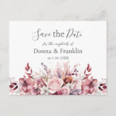 Modern stoffig Roos Roze bruiloft Save the Date Briefkaart (Voorkant)