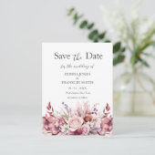 Modern stoffig Roos Roze bruiloft Save the Date Briefkaart (Staand voorkant)
