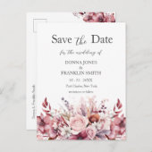 Modern stoffig Roos Roze bruiloft Save the Date Briefkaart (Voorkant / Achterkant)