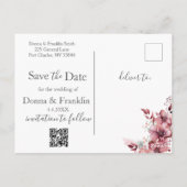 Modern stoffig Roos Roze bruiloft Save the Date Briefkaart (Achterkant)
