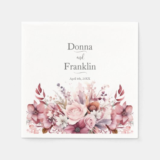 Modern stoffig Roos roze bruiloft Servet (Voorkant)