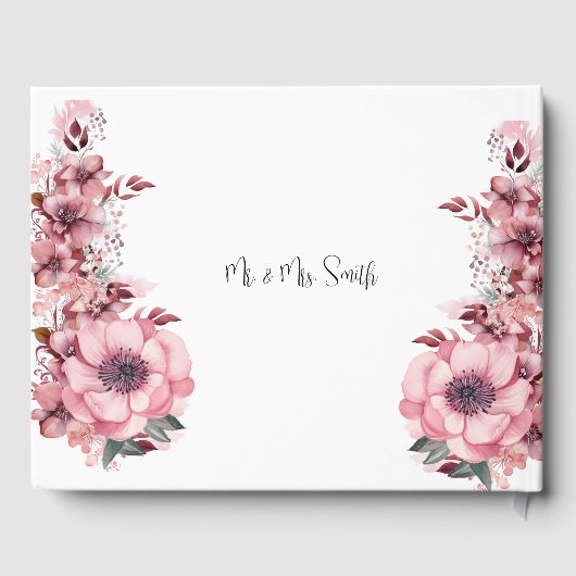 Modern stoffig Roos roze Gastenboek (Achterkant)