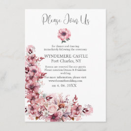 Modern stoffig Roos Roze QR Code Wedding Informatiekaartje