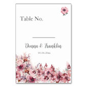 Modern stoffig Roos Roze Trouwtafel Nummer Kaart (Achterkant)