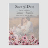 Modern stoffig Roos Save the Date Vellum Uitnodigingen (Voorkant)