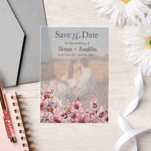 Modern stoffig Roos Save the Date Vellum Uitnodigingen