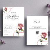 Modern stoffig roos Zomerblos Trouwuitnodigingen Kaart