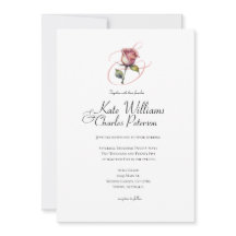 Modern stoffig roos Zomerblos Trouwuitnodigingen