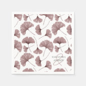 Modern stoffig roze ginkgo gebladerte patroon servet (Voorkant)