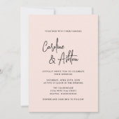 Modern | stoffig roze | uitnodiging voor trouwfees (Voorkant)
