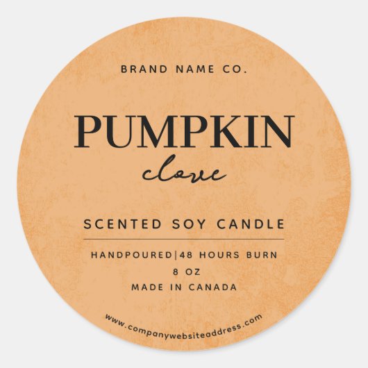 Modern stoffig Sinaasappel rustiek Ronde Sticker (Voorkant)