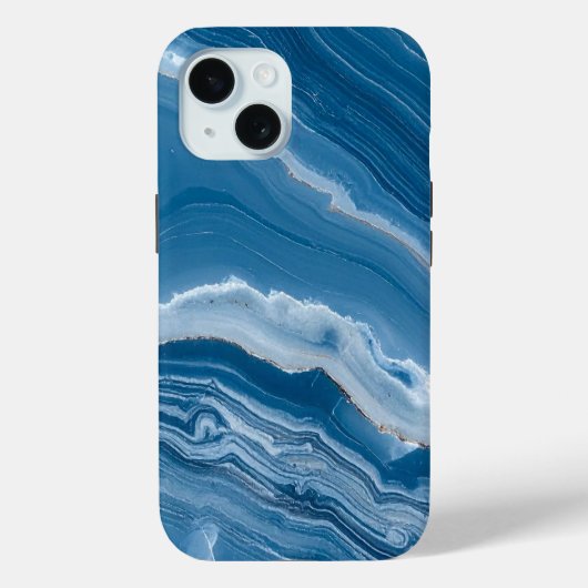 Modern Stone Dusty Blue Marble Case-Mate iPhone Case (Achterkant)