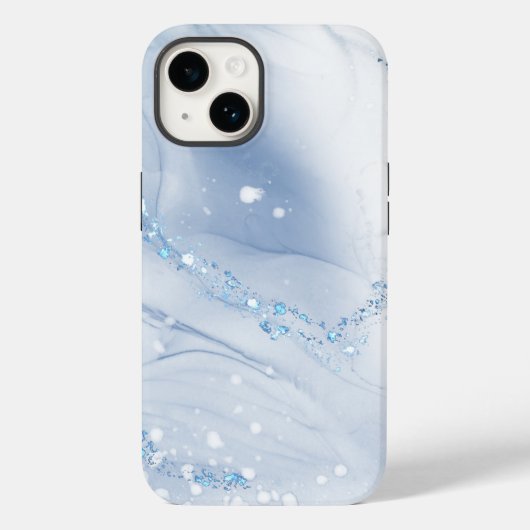 Modern Stone Dusty Blue Marble Case-Mate iPhone Case (Achterkant)