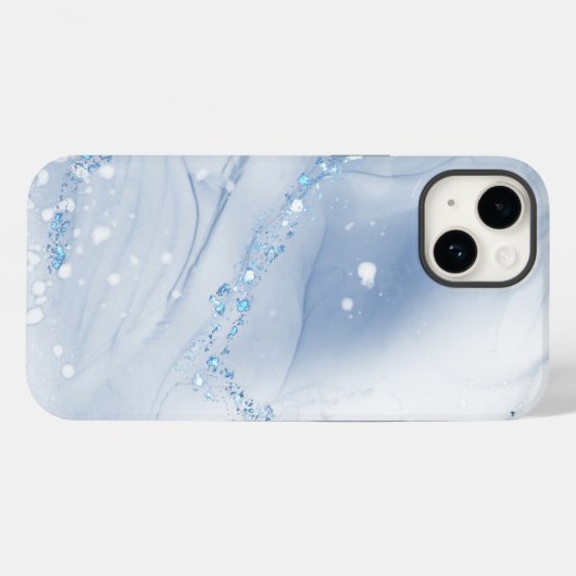 Modern Stone Dusty Blue Marble Case-Mate iPhone Case (Achterkant (horizontaal))
