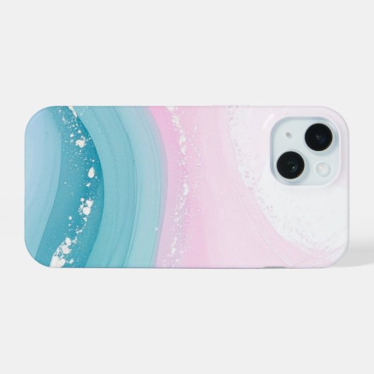 Modern Stone Dusty Blue Marble iPhone 15 Case (Achterkant horizontaal)