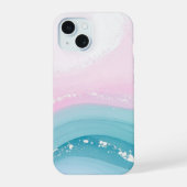 Modern Stone Dusty Blue Marble iPhone 15 Case (Achterkant)