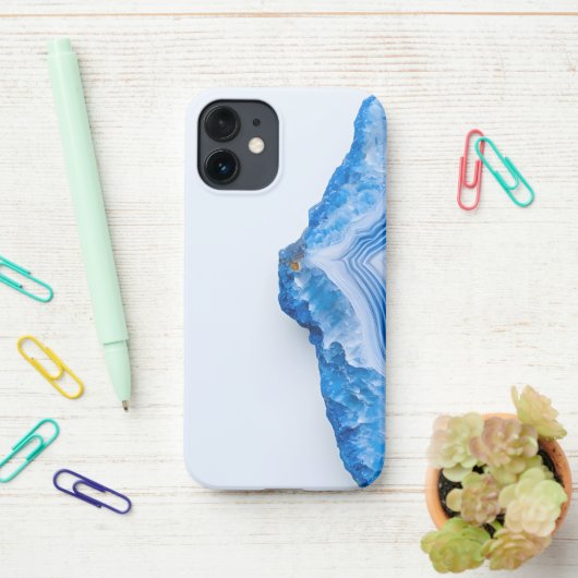 Modern Stone Dusty Blue Marble iPhone Hoesje (Op bureau)