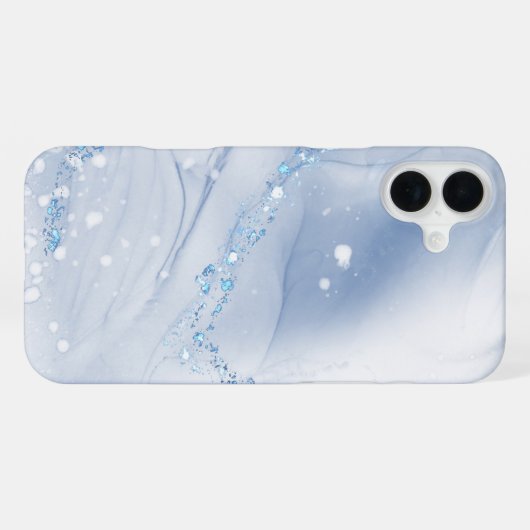 Modern Stone Dusty Blue Marble iPhone Hoesje (Achterkant horizontaal)