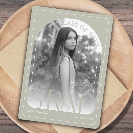 Modern Stone Grey Arch Graduation Announcement Aankondiging
