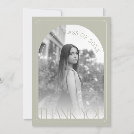 Modern Stone Grey Arch Graduation Flat Bedankkaart (Voorkant)