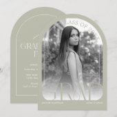Modern Stone Grey Arch Photo Graduation Party Kaart (Voorkant / Achterkant)