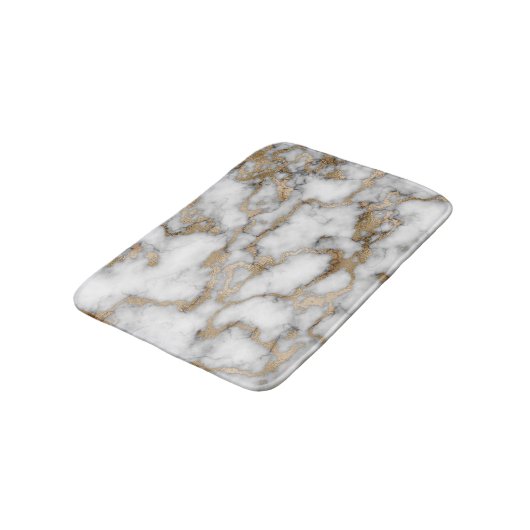 Modern Stone, White Gold Marble Pattern Badmat (Gekanteld)