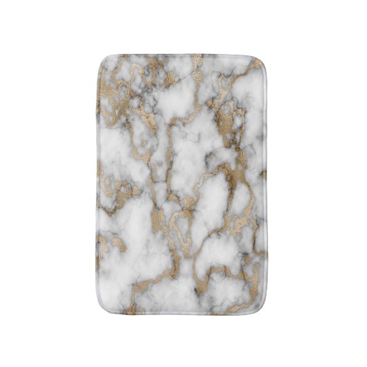 Modern Stone, White Gold Marble Pattern Badmat (Voorkant Verticaal)