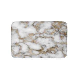 Modern Stone, White Gold Marble Pattern Badmat