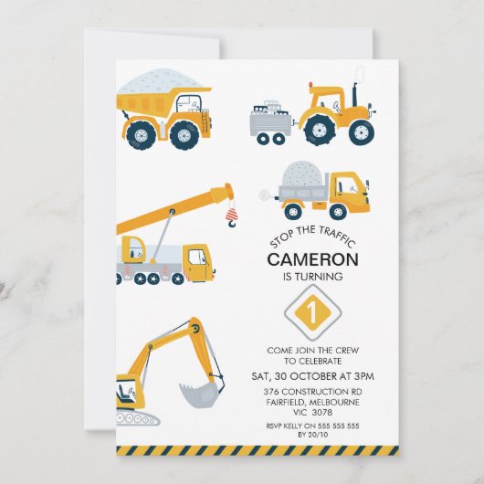 Modern Stop de verkeersconstructie 1e verjaardag Kaart (Voorkant)