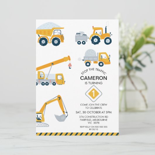 Modern Stop de verkeersconstructie 1e verjaardag Kaart (Staand voorkant)