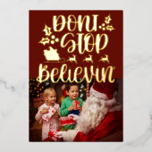 Modern Stop niet met geloven' foto Folie Folie Feestdagenkaart (Voorkant)