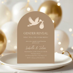 Modern Stork Baby Delivery Gender Reveal Kaart