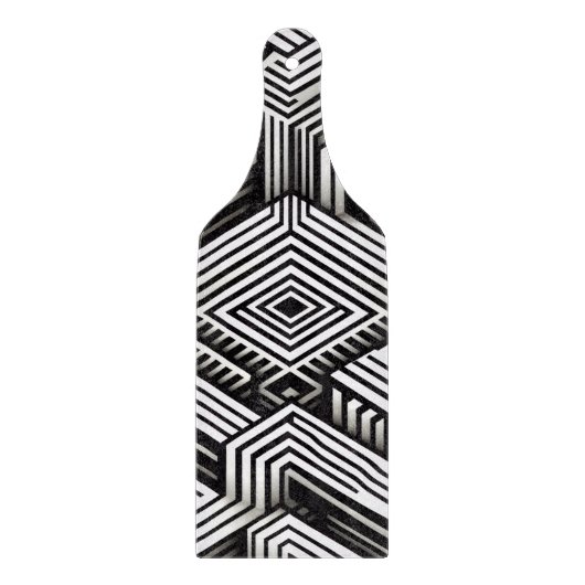 Modern Stout Abstract Monochroom Geometrisch Patro Snijplank (Voorkant)
