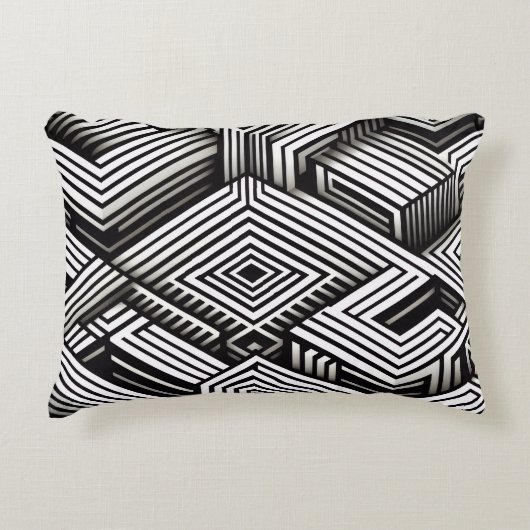 Modern strak Abstract Monochroom Geometrisch Patro Accent Kussen (Voorkant)