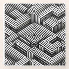 Modern strak Abstract Monochroom Geometrisch Patro Glazen Onderzetter
